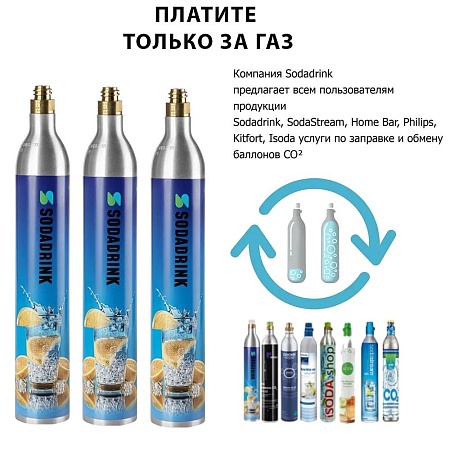 Три баллона для сифона для газирования СО2 SodaDrink (Заправка и обмен)